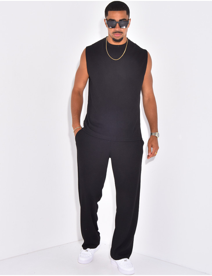 Ensemble plissé pantalon et t-shirt sans manches