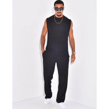 Ensemble plissé pantalon et t-shirt sans manches