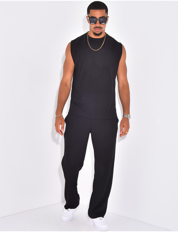 Ensemble plissé pantalon et t-shirt sans manches
