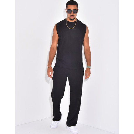 Ensemble plissé pantalon et t-shirt sans manches