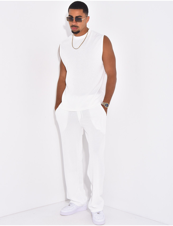 Ensemble plissé pantalon et t-shirt sans manches