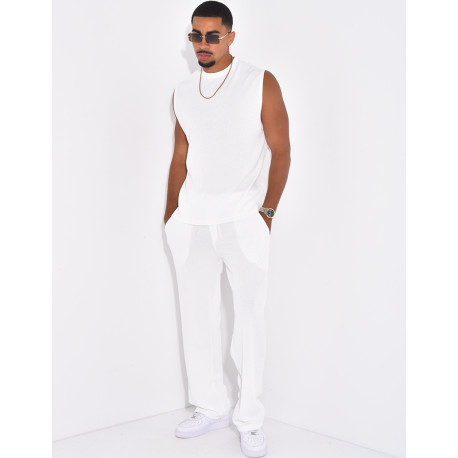 Ensemble plissé pantalon et t-shirt sans manches