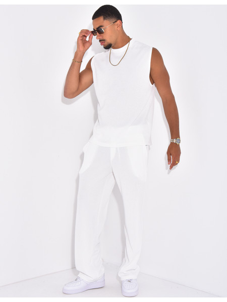 Ensemble plissé pantalon et t-shirt sans manches