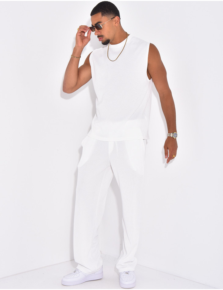 Ensemble plissé pantalon et t-shirt sans manches