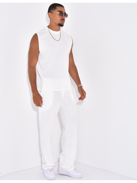 Ensemble plissé pantalon et t-shirt sans manches