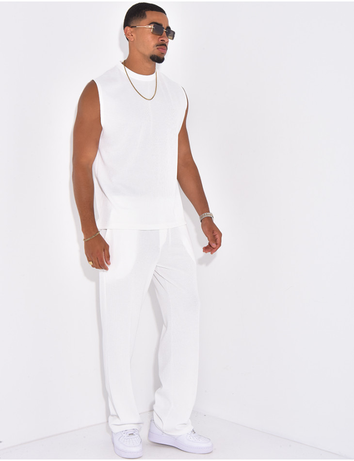 Ensemble plissé pantalon et t-shirt sans manches