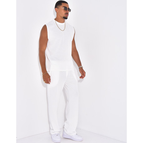 Ensemble plissé pantalon et t-shirt sans manches