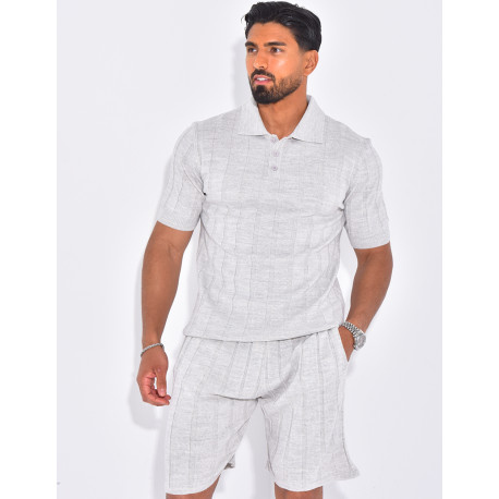 Ensemble short et polo côtelé