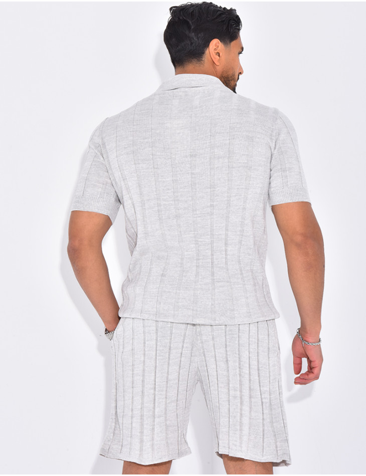 Ensemble short et polo côtelé