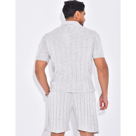 Ensemble short et polo côtelé