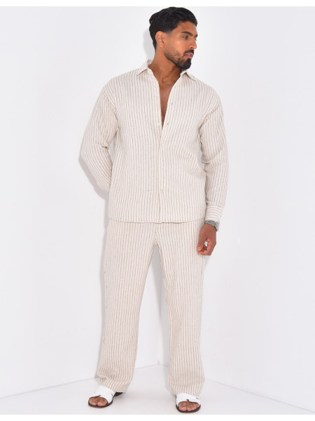 Ensemble pantalon et chemise à rayures