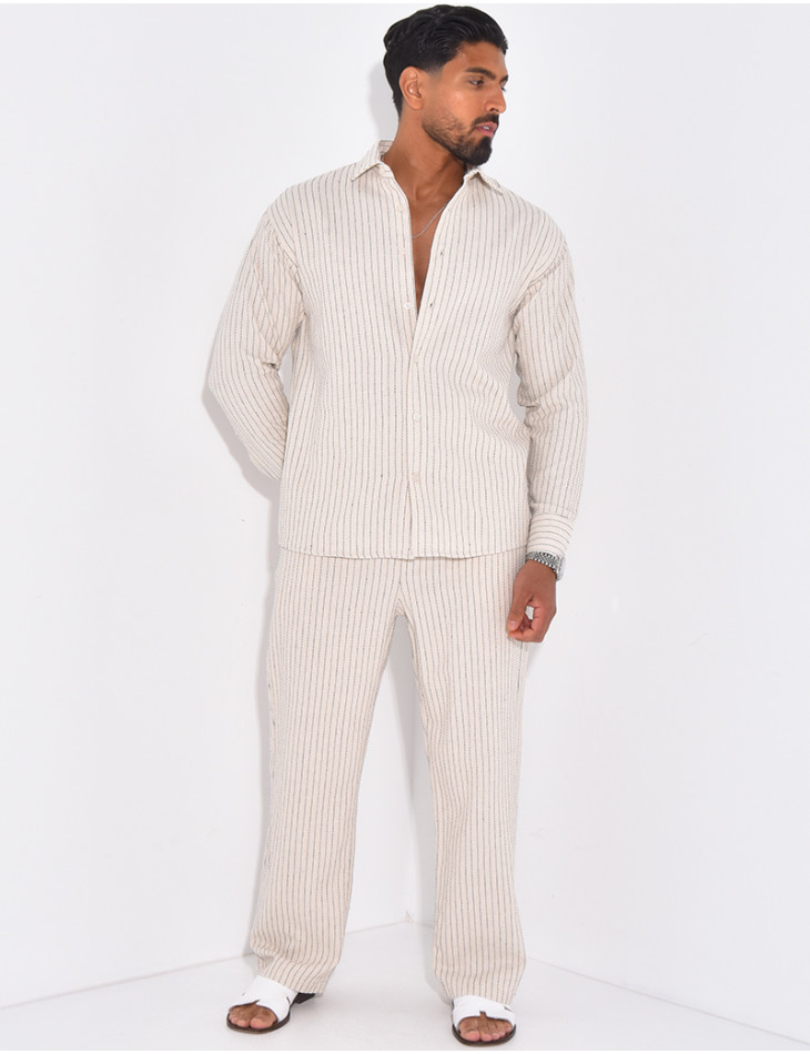 Ensemble pantalon et chemise à rayures