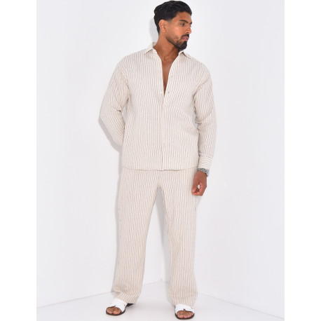 Ensemble pantalon et chemise à rayures