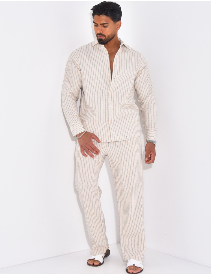 Ensemble pantalon et chemise à rayures