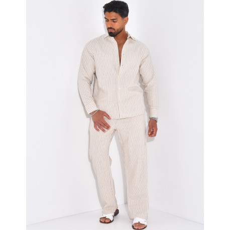 Ensemble pantalon et chemise à rayures