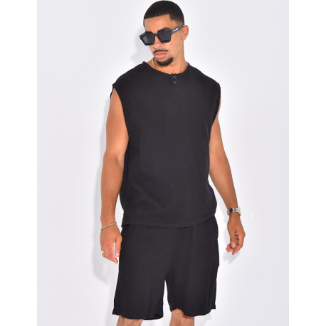 Ensemble oversize texturé short et t-shirt sans manches