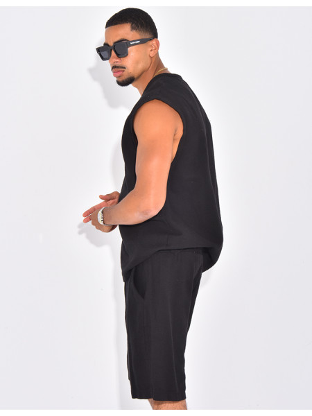 Ensemble oversize texturé short et t-shirt sans manches
