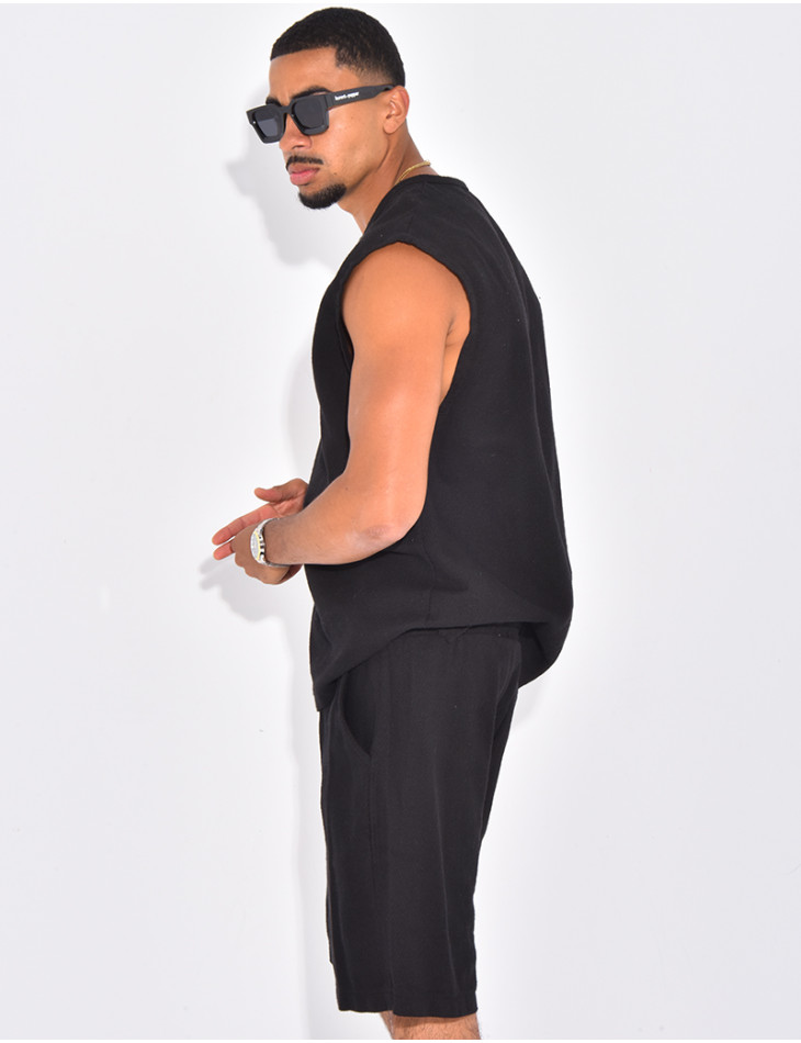 Ensemble oversize texturé short et t-shirt sans manches