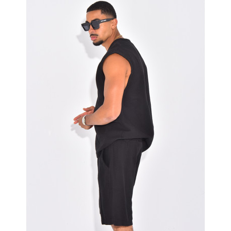 Ensemble oversize texturé short et t-shirt sans manches