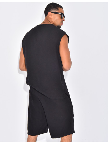 Ensemble oversize texturé short et t-shirt sans manches