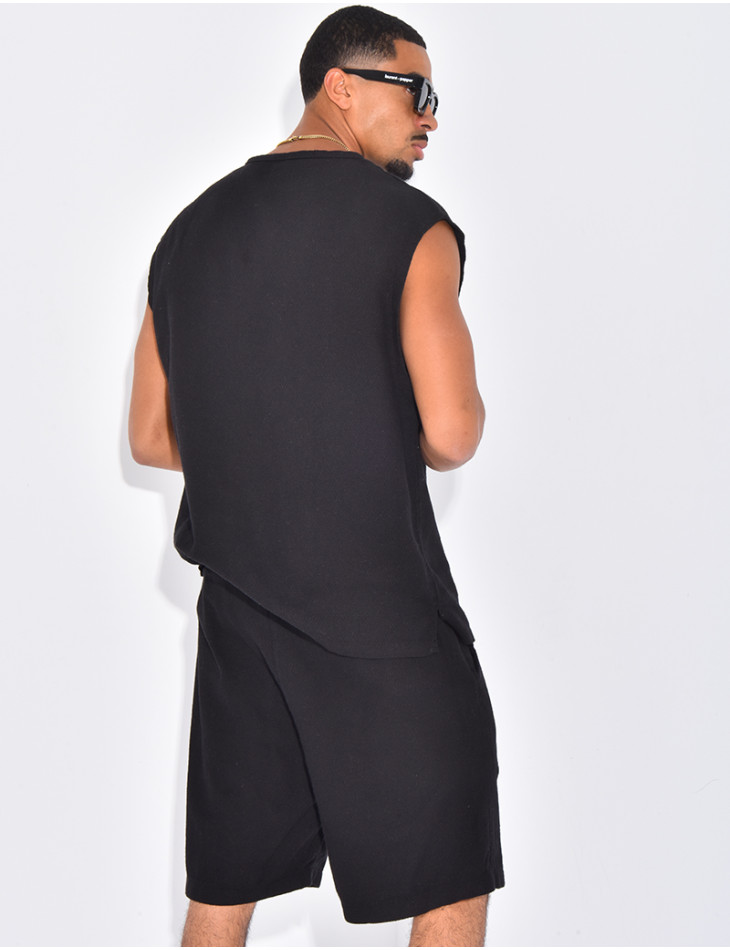 Ensemble oversize texturé short et t-shirt sans manches