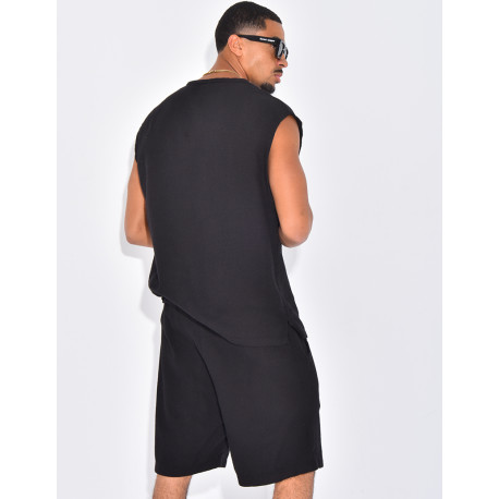 Ensemble oversize texturé short et t-shirt sans manches