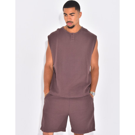 Ensemble oversize texturé short et t-shirt sans manches