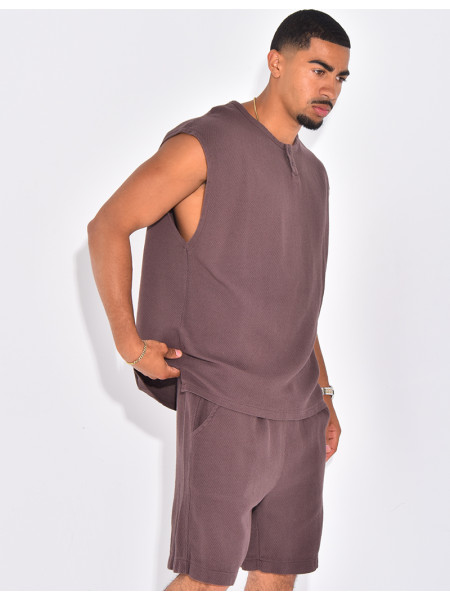 Ensemble oversize texturé short et t-shirt sans manches