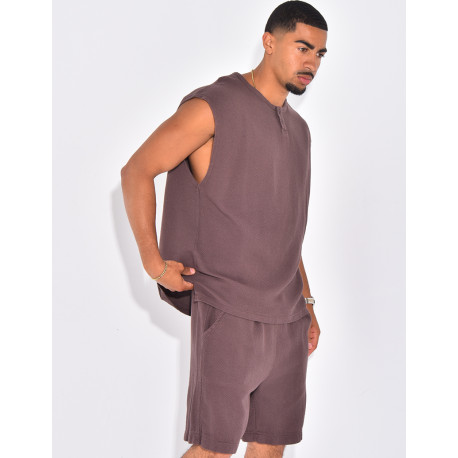 Ensemble oversize texturé short et t-shirt sans manches