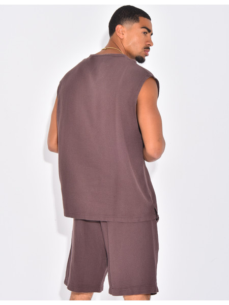 Ensemble oversize texturé short et t-shirt sans manches