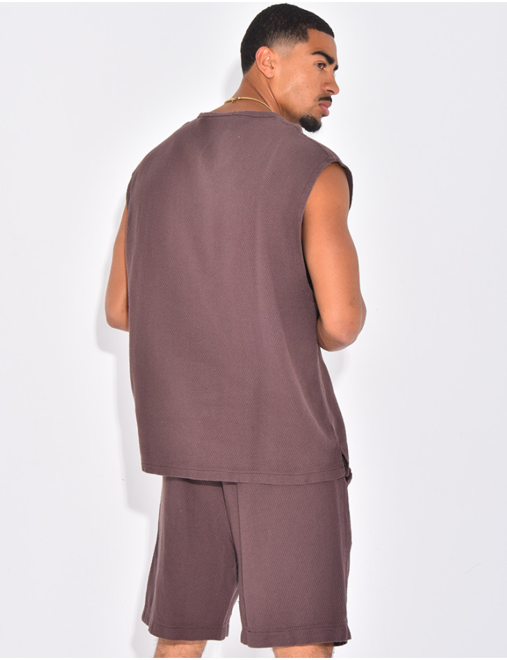 Ensemble oversize texturé short et t-shirt sans manches