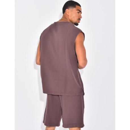 Ensemble oversize texturé short et t-shirt sans manches