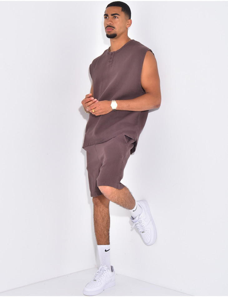 Ensemble oversize texturé short et t-shirt sans manches