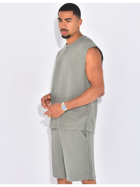 Ensemble oversize texturé short et t-shirt sans manches