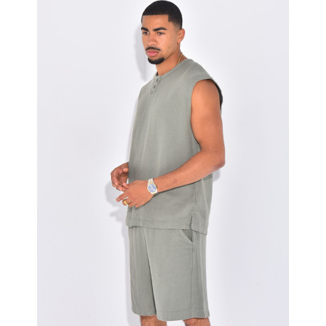 Ensemble oversize texturé short et t-shirt sans manches