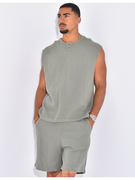 Ensemble oversize texturé short et t-shirt sans manches