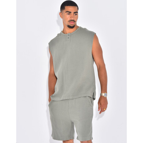 Ensemble oversize texturé short et t-shirt sans manches