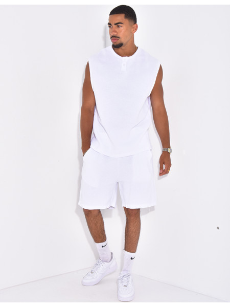 Ensemble oversize texturé short et t-shirt sans manches