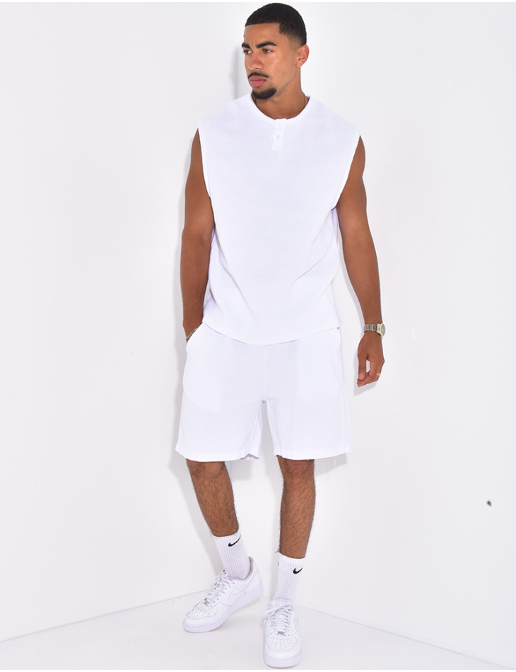 Ensemble oversize texturé short et t-shirt sans manches