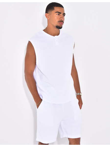 Ensemble oversize texturé short et t-shirt sans manches