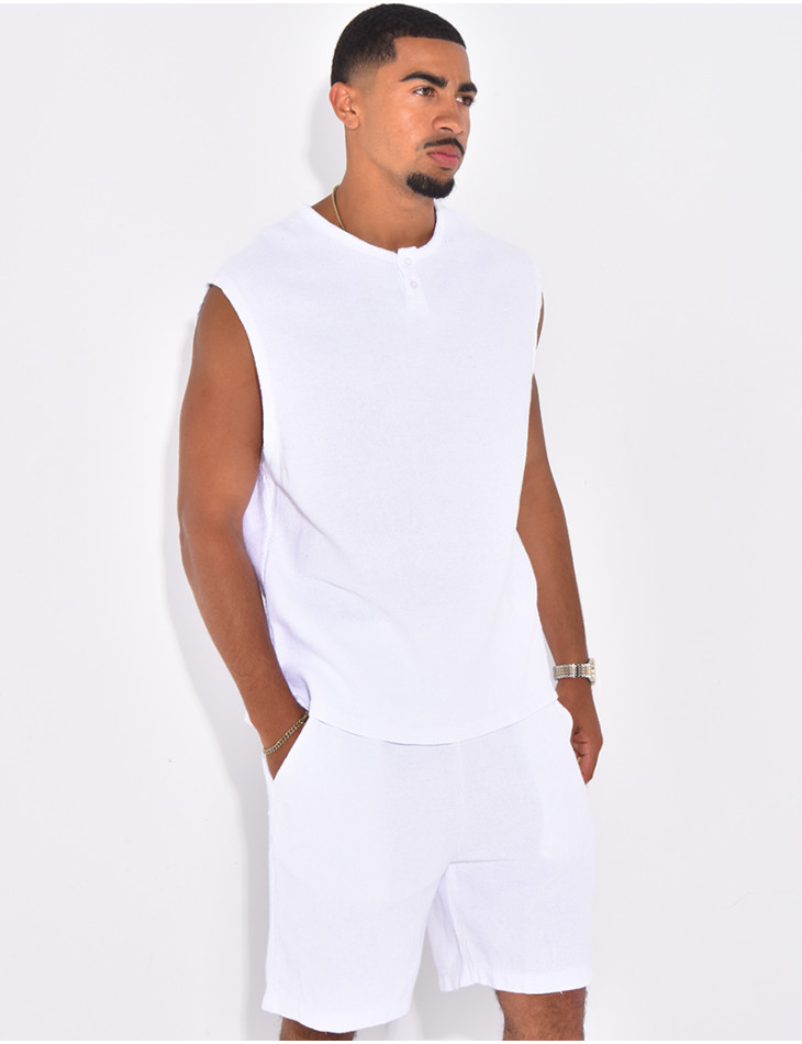 Ensemble oversize texturé short et t-shirt sans manches
