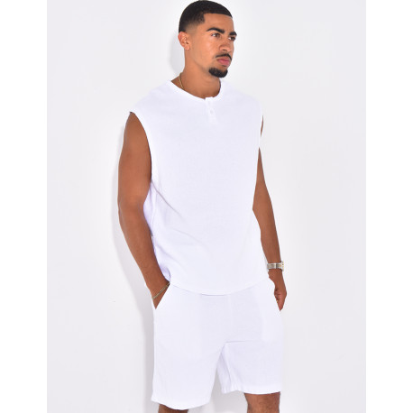 Ensemble oversize texturé short et t-shirt sans manches
