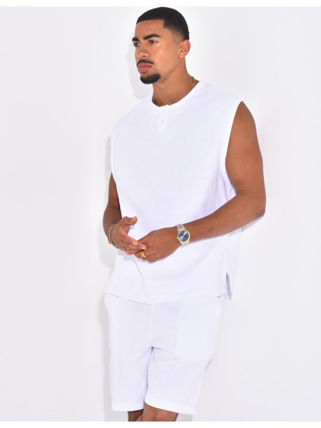 Ensemble oversize texturé short et t-shirt sans manches