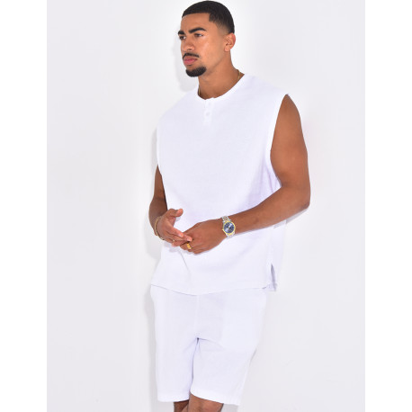 Ensemble oversize texturé short et t-shirt sans manches