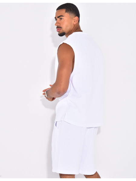 Ensemble oversize texturé short et t-shirt sans manches