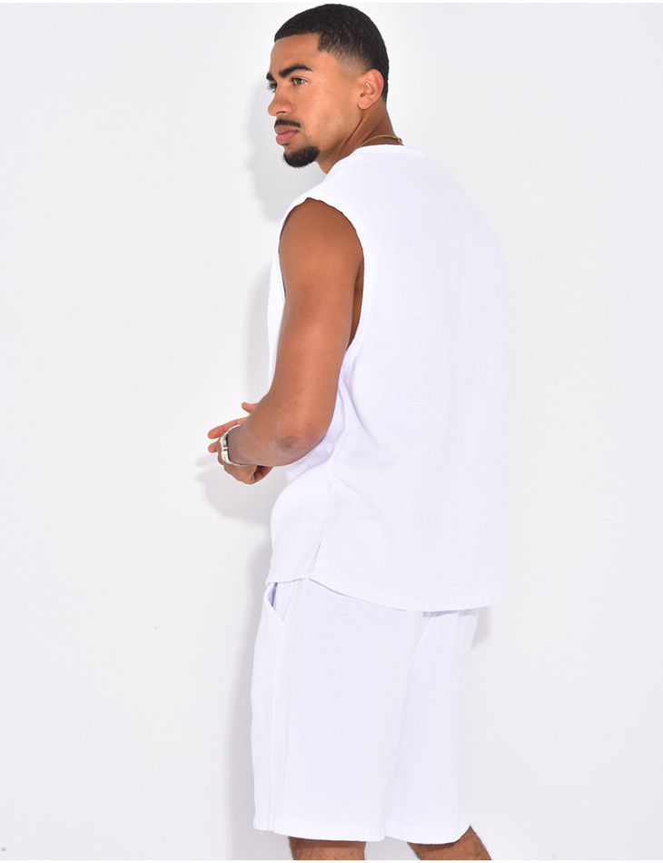 Ensemble oversize texturé short et t-shirt sans manches