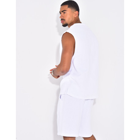 Ensemble oversize texturé short et t-shirt sans manches