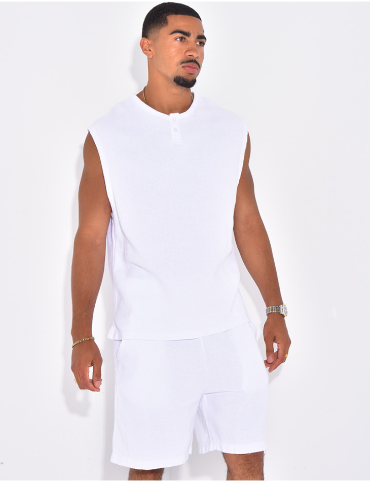 Ensemble oversize texturé short et t-shirt sans manches