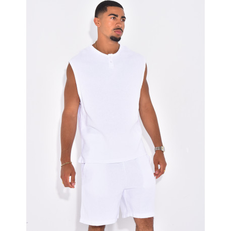 Ensemble oversize texturé short et t-shirt sans manches