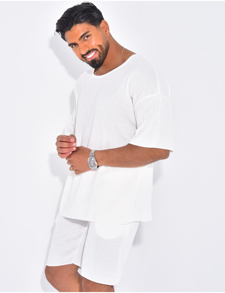 Ensemble short et t-shirt col rond